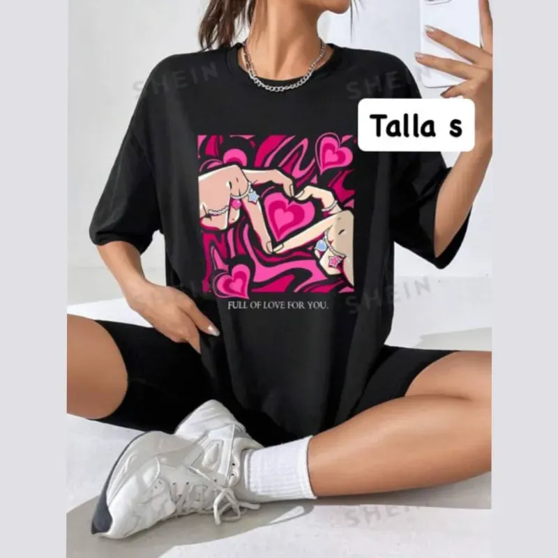 Pullover largo con estampado gráfico llena de amor para ti 