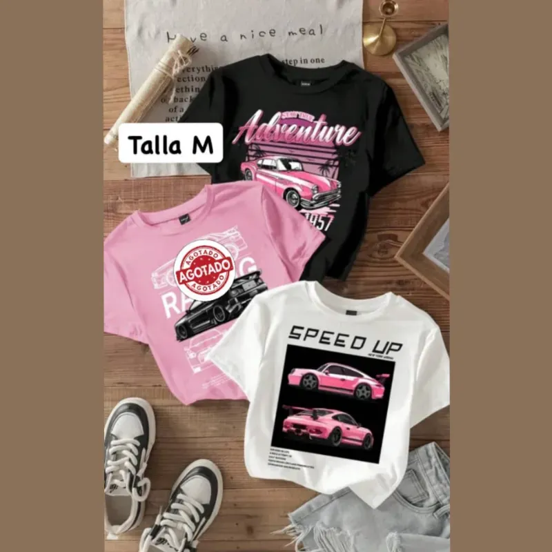 Pullovers cortos con estampado gráfico de carros 