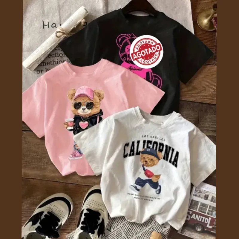Pullovers cortos con estampado gráfico de ositos 
