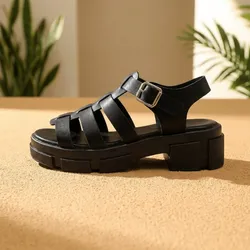 Sandalias negras de plataforma alta