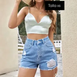 Short ripeado de mezclilla 
