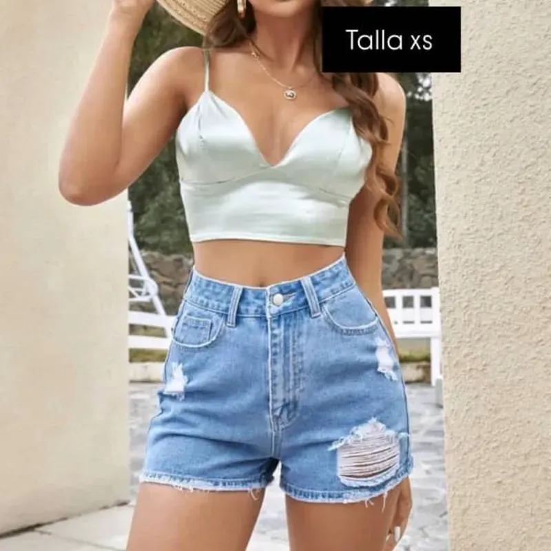 Short ripeado de mezclilla 