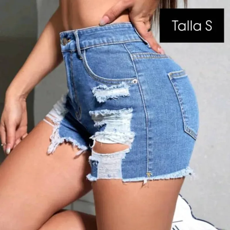 Short ripeado de mezclilla 