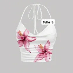 Top atado al cuello con estampado de Mar Pacífico