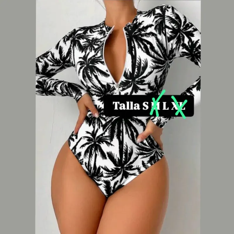 Trusa de mangas largas con estampado de palmeras 