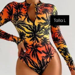 Trusa de mangas largas con estampado de palmeras 