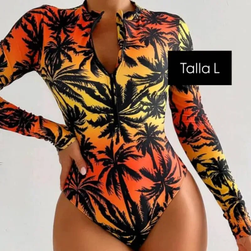 Trusa de mangas largas con estampado de palmeras 
