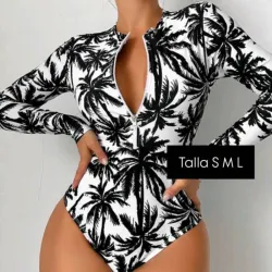 Trusa de mangas largas con estampado de palmeras 