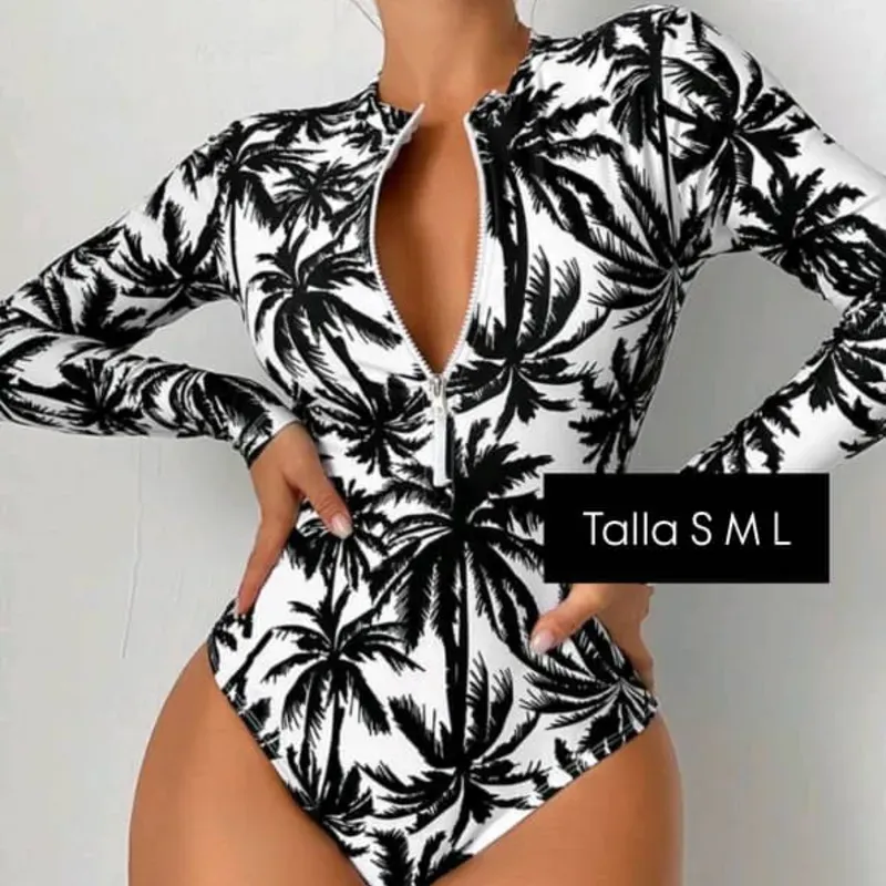 Trusa de mangas largas con estampado de palmeras 