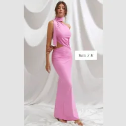 Vestido asimétrico atado al cuello 