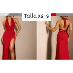 Vestido atado al cuello con abertura lateral 