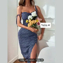 Vestido con abertura lateral y tirantes de lazos