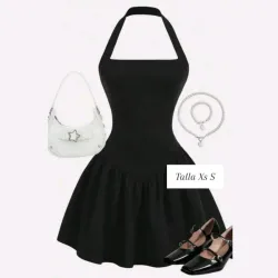 Vestido con cuello halter y falda acampada 