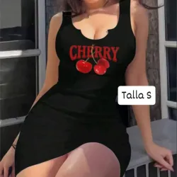 Vestido con estampado de cereza 