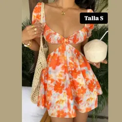 Vestido con estampado floral y aberturas en la cintura 