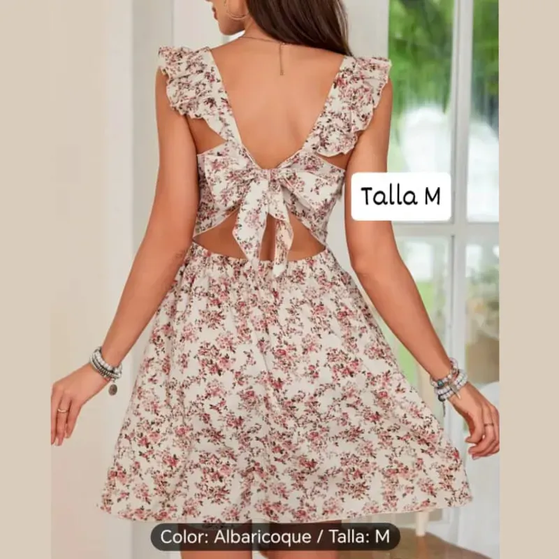 Vestido con lazo en la espalda y estampado floral 