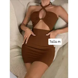 Vestido corto atado al cuello 