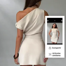 Vestido corto color beich elegante