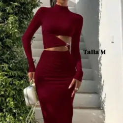 Vestido de manga larga ajustado y diseño de hebilla 