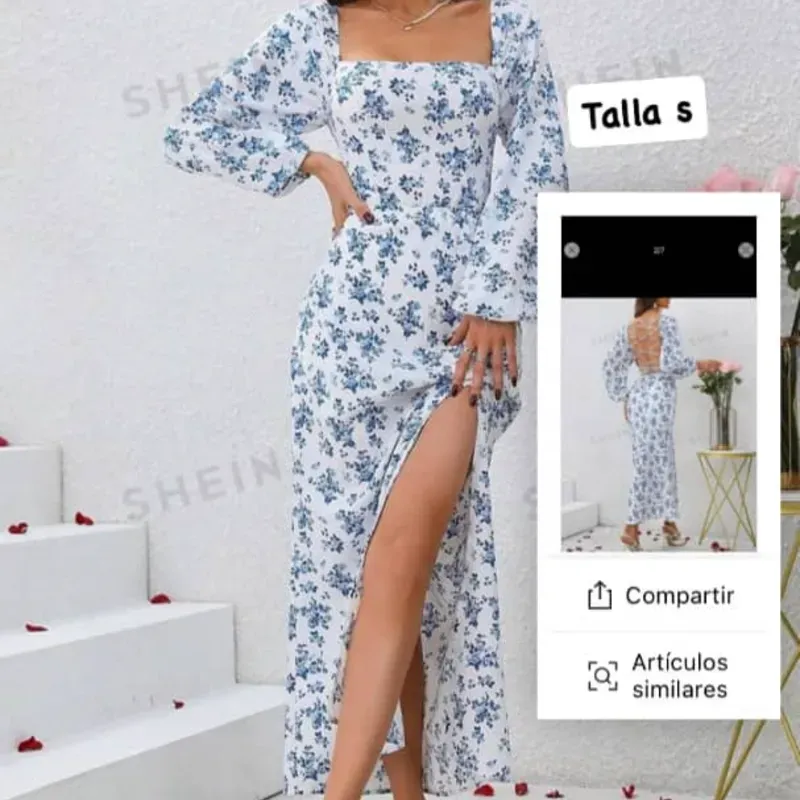 Vestido de mangas largas con estampado floral 
