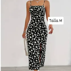 Vestido de tirantes con abertura lateral y estampado floral 