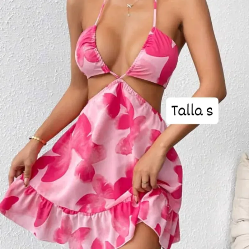 Vestido de tirantes con estampado de mariposas 