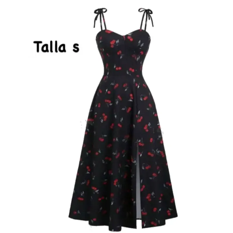Vestido de tirantes con estampado frutal 