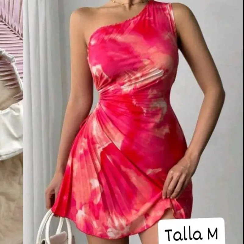 Vestido de un solo tirante con estampado floral 
