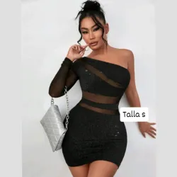 Vestido de una manga con brillo 