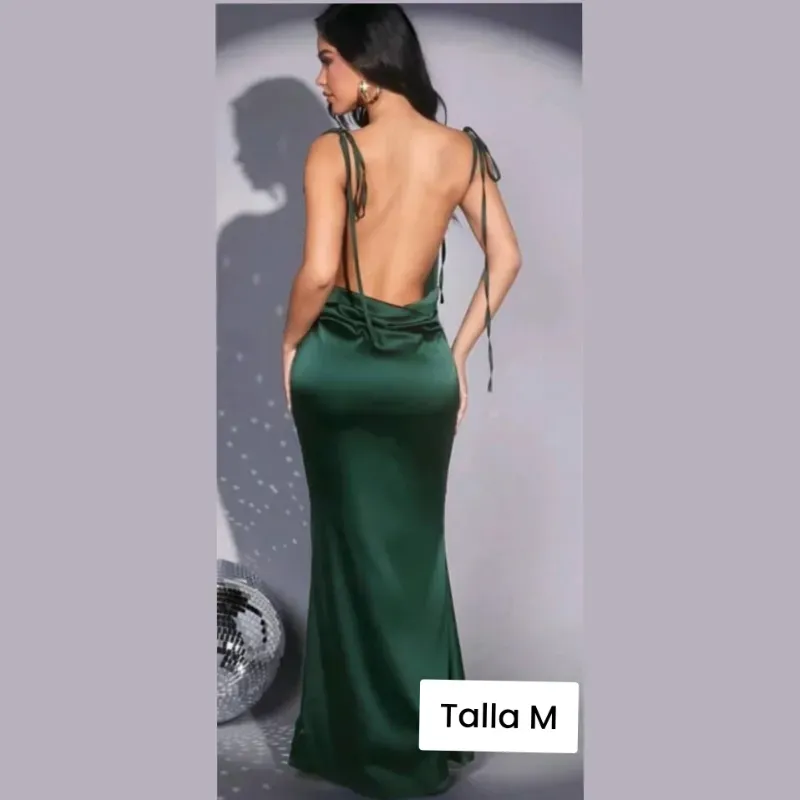 Vestido drapeado con tirantes en lazos finos 