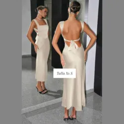 Vestido drapeado de tirantes con lazada en la espalda 