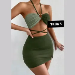 Vestido en 2 tonos de verde 