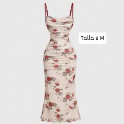 Vestido largo de tirantes con estampado floral 