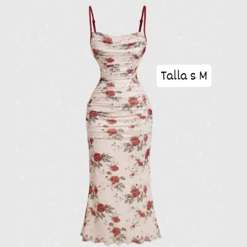 Vestido largo de tirantes con estampado floral 