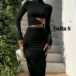 Vestido largo elegante de mangas largas  