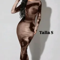 Vestido largo sexy de mangas largas 