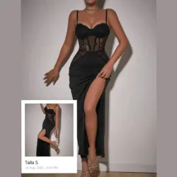 Vestido lencero con abertura en la pierna 