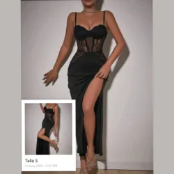 Vestido lencero con abertura en la pierna 