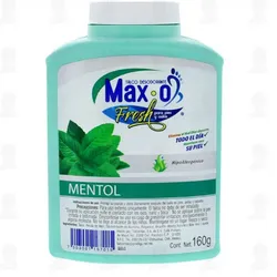 Talco Desodorante Max-O Fresh para pies y axilas aroma a mentol Formato: 160g 