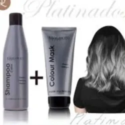 Juego de shampoo y mascarilla matizadora Salerm para cabellos platino