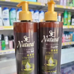 Juego de shampoo y mascarilla oro líquido