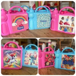 Luncheras con su pomo de agua personalizadas 