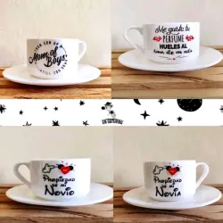 Tazas de café con leche( incluye su platico)