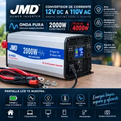 Convertidor de Corriente JMD de 12V-DC a 110V-AC