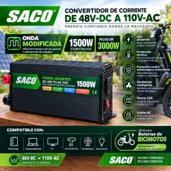 Convertidor de Corriente SACO de 48V-DC a 110V-AC