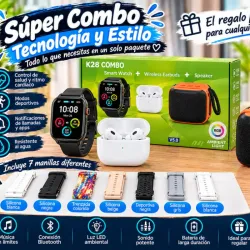 Súper Combo de Smartwatch + Bocina recargable+ Audífonos inalámbricos