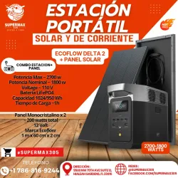Estacion Ecoflow Delta 2 1800 + Panel Solar 100 watts x 2