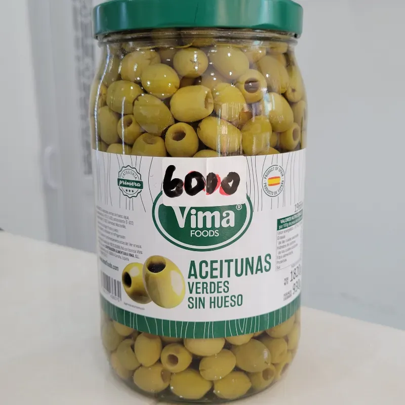 Aceitunas verdes sin hueso