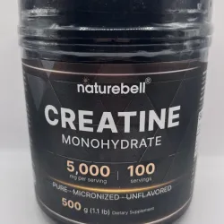 NatureBell® Monohidrato de creatina en polvo – 500 g | Micronizado | 5,000 mg por porción (100 servicios)