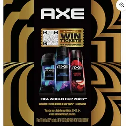 AXE Colección de Fragancias Finas X FIFA World Cup Juego de Regalo Blue Lavender Desodorante en Barra y Spray, Cherry Spritz Aerosol Desodorante + Calcetines, 3 Unidades
